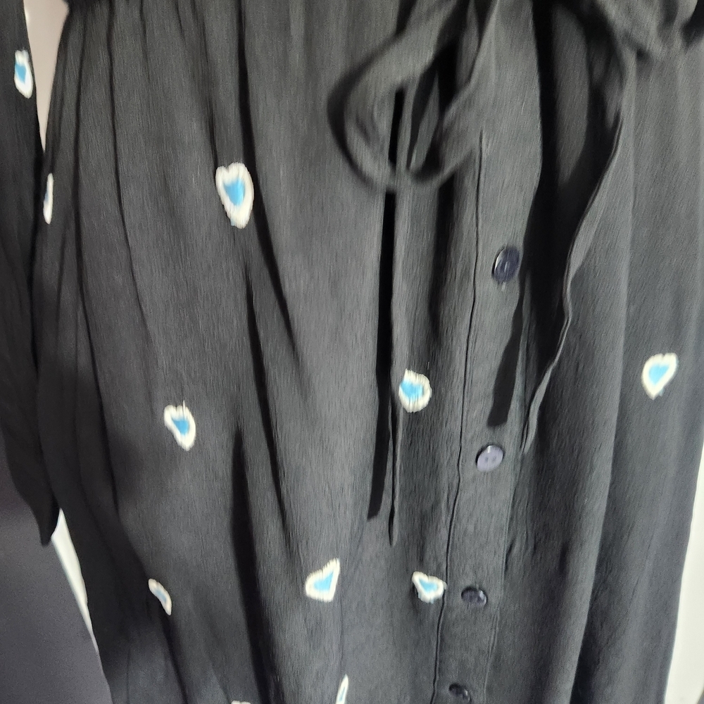 Elegant Black Heart Pattern Long Sleeve Dress - Picture 4 of 7